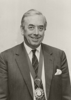 Ian Bond, SPI President 1990-1992 A black and white photo of Ian Bond, the first President of SPI